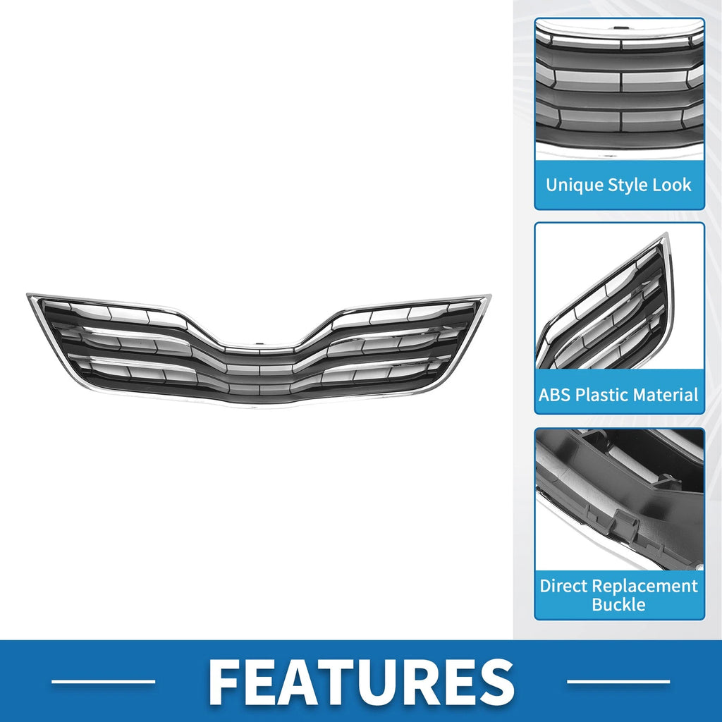 Front Hood Bumper Grille for Toyota Camry (2010) Chrome Silver Black
