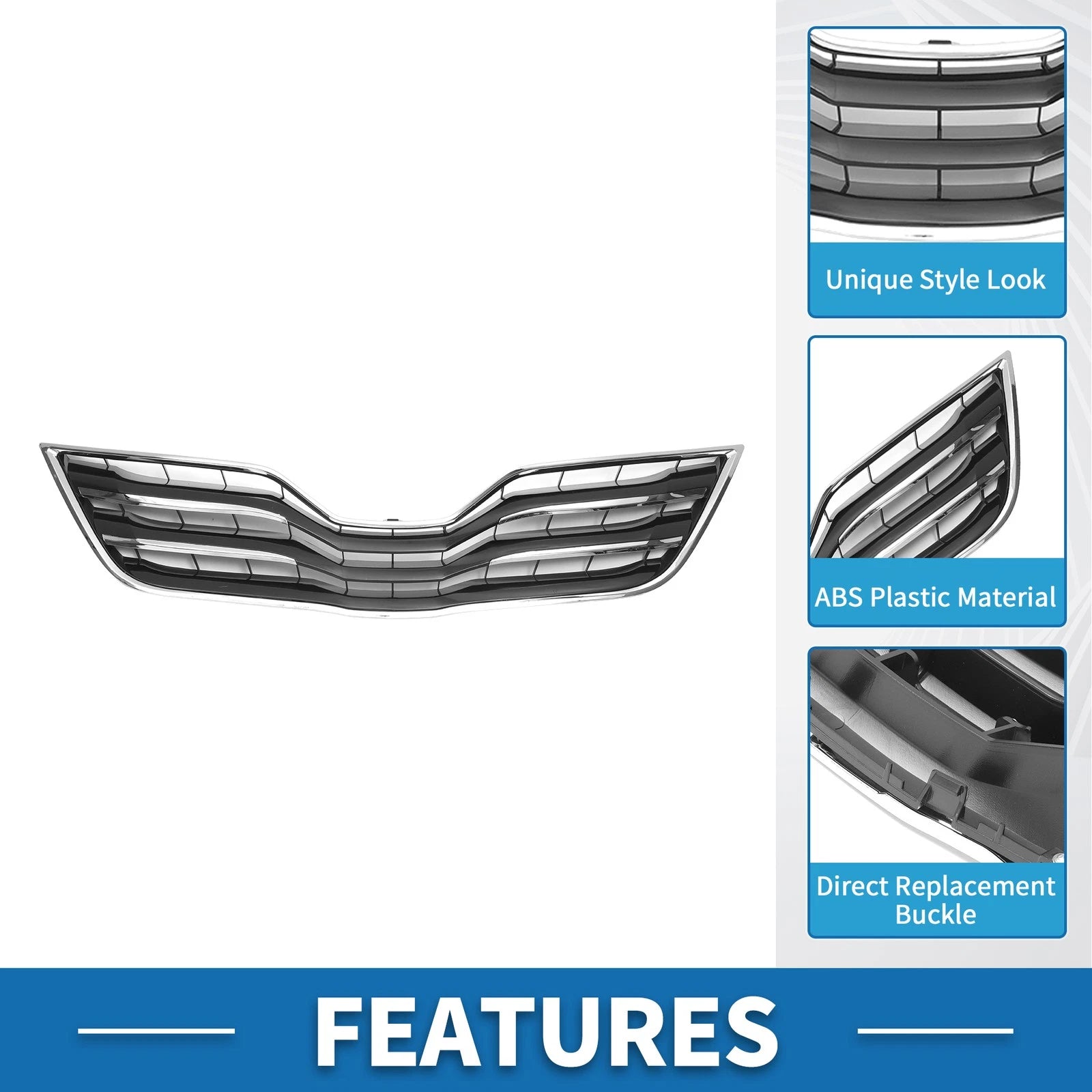 Front Hood Bumper Grille for Toyota Camry (2010) Chrome Silver Black