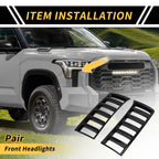 Set of 2 Front Headlights Grille Vent Cover Trim for Toyota Tundra (2022–2024)