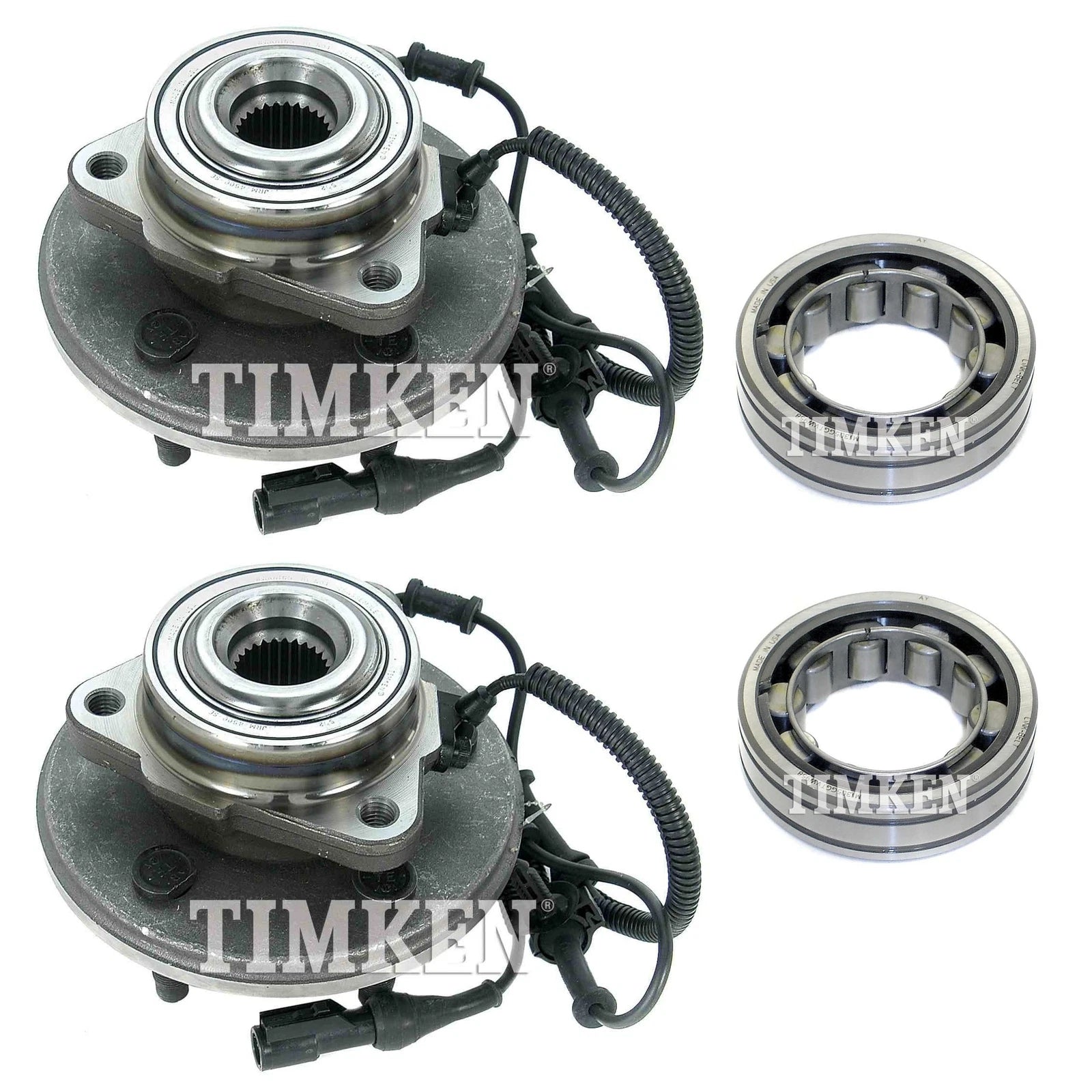 Front and Rear Wheel Bearings & Hubs Kit for Ford Explorer AWD (2003–2004)