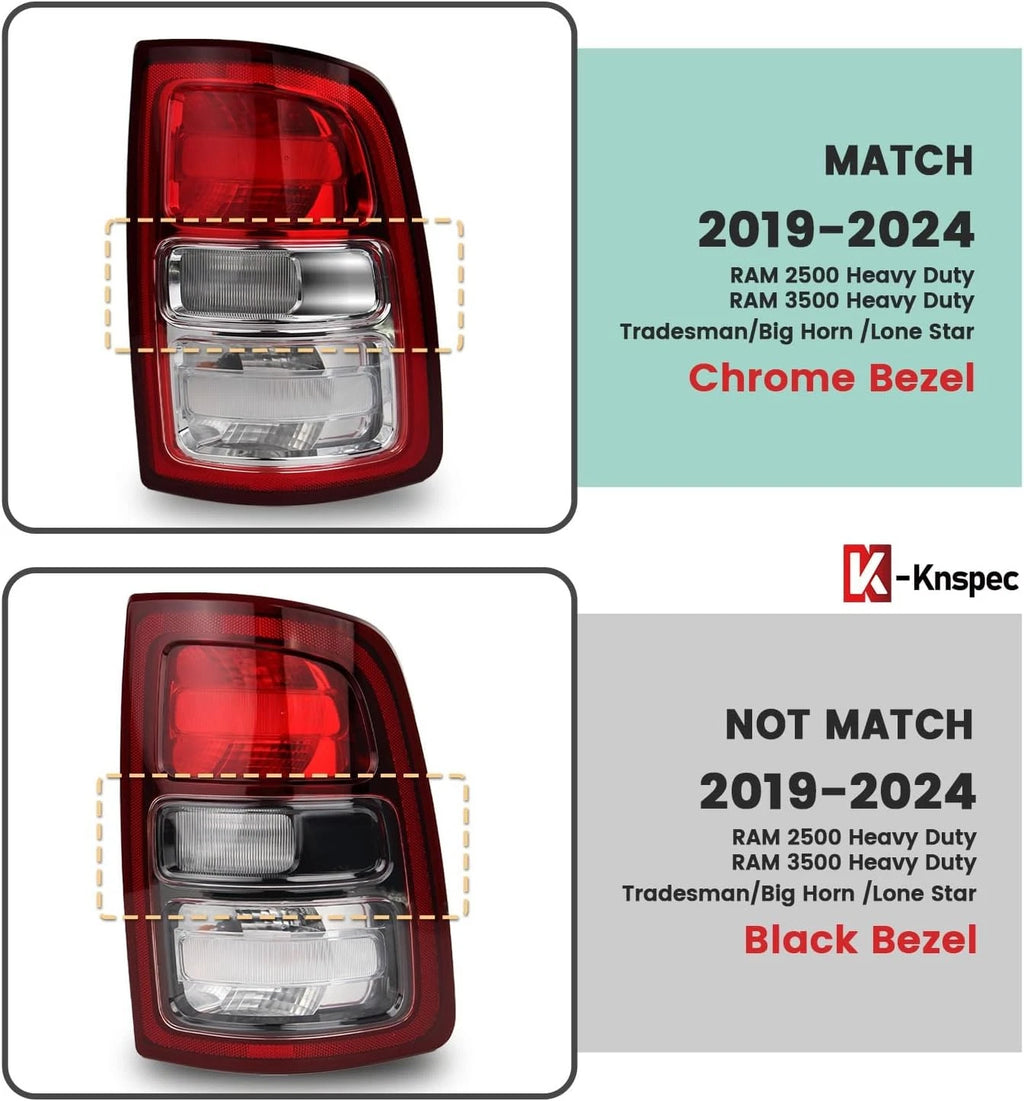 Passenger Tail Light RH Chrome Bezel for RAM 2500 3500 (2019–2024)