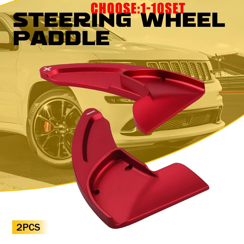 2X Red Aluminum Steering Wheel Shift Paddle Cover Trim for Chrysler 200 (2015–2017)