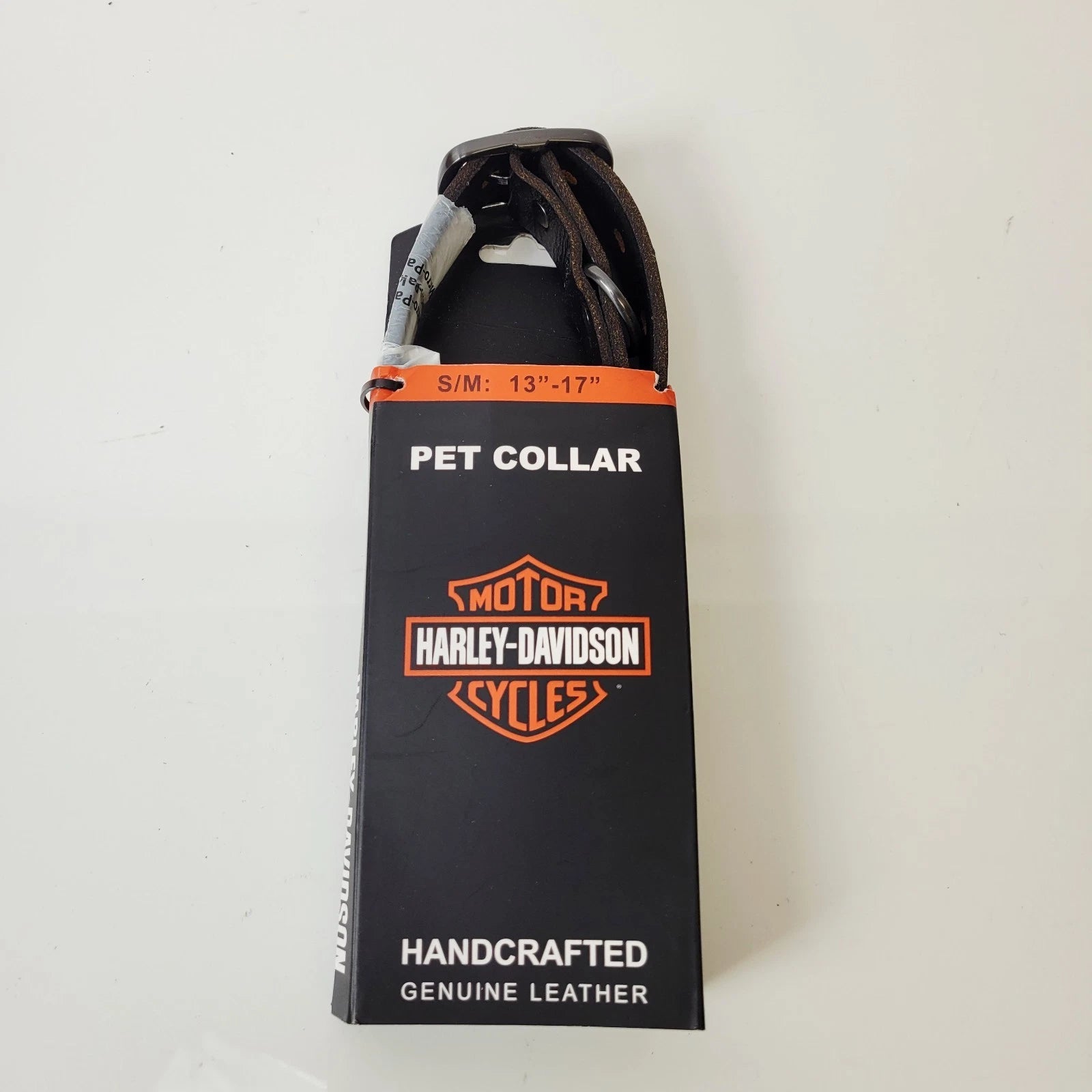 Medium Black Leather Dog Collar for Harley-Davidson (MPC200-08-M)