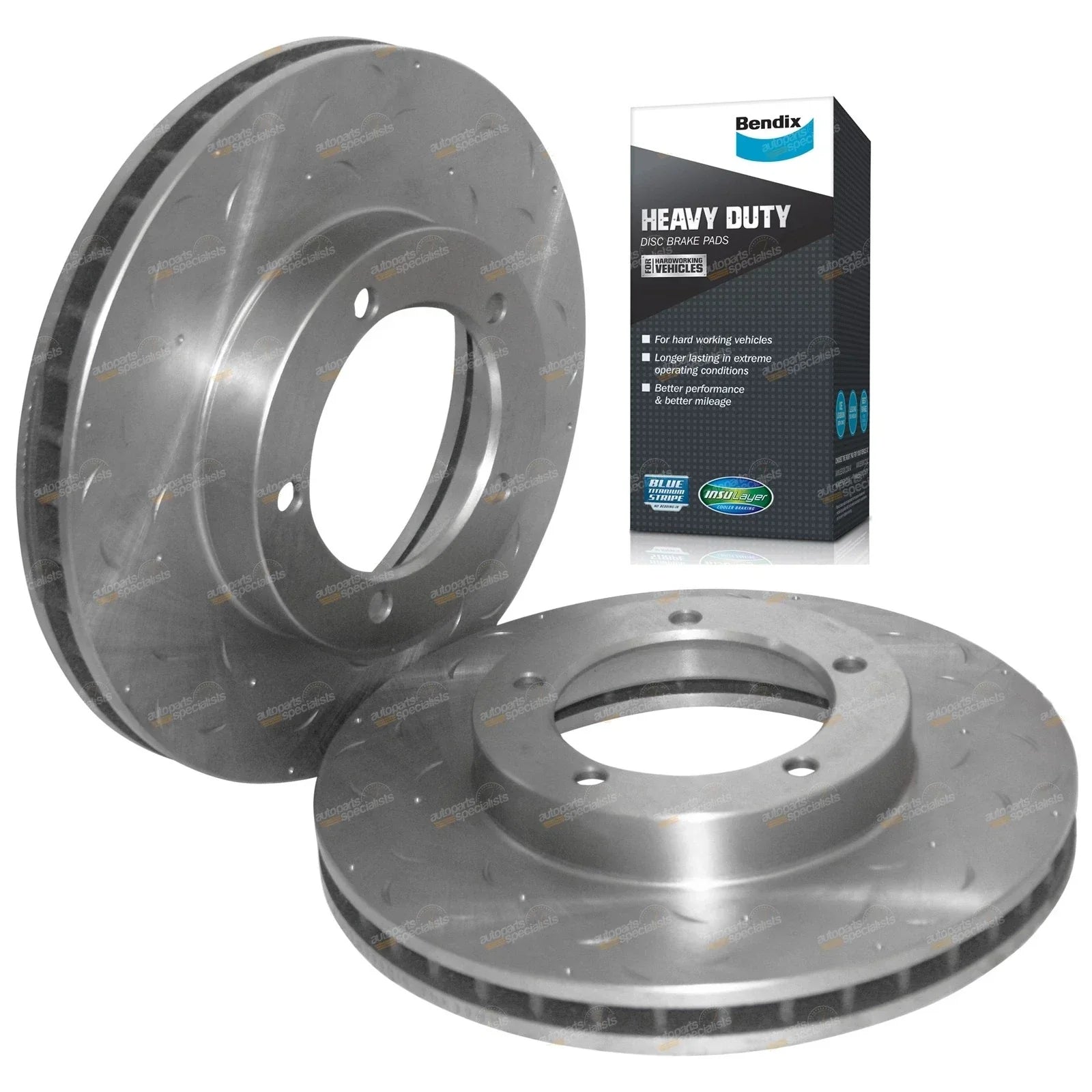 Front Drilled Slotted Disc Rotors & Brake Pads for Toyota FZJ105/HZJ105