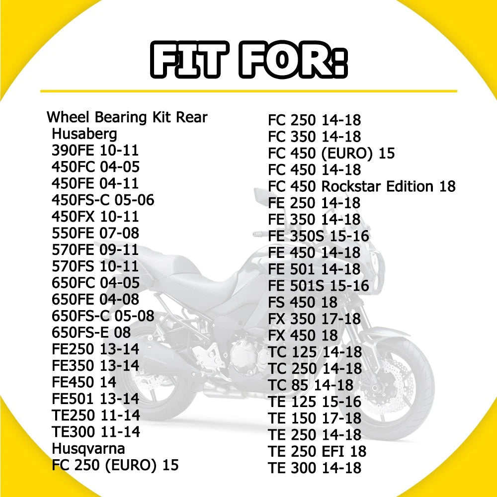 Wheel Bearing Seals Kit for BMW HP4, K1200R, Kawasaki ZX10R, ZX900, Suzuki EXV (2000–2023)