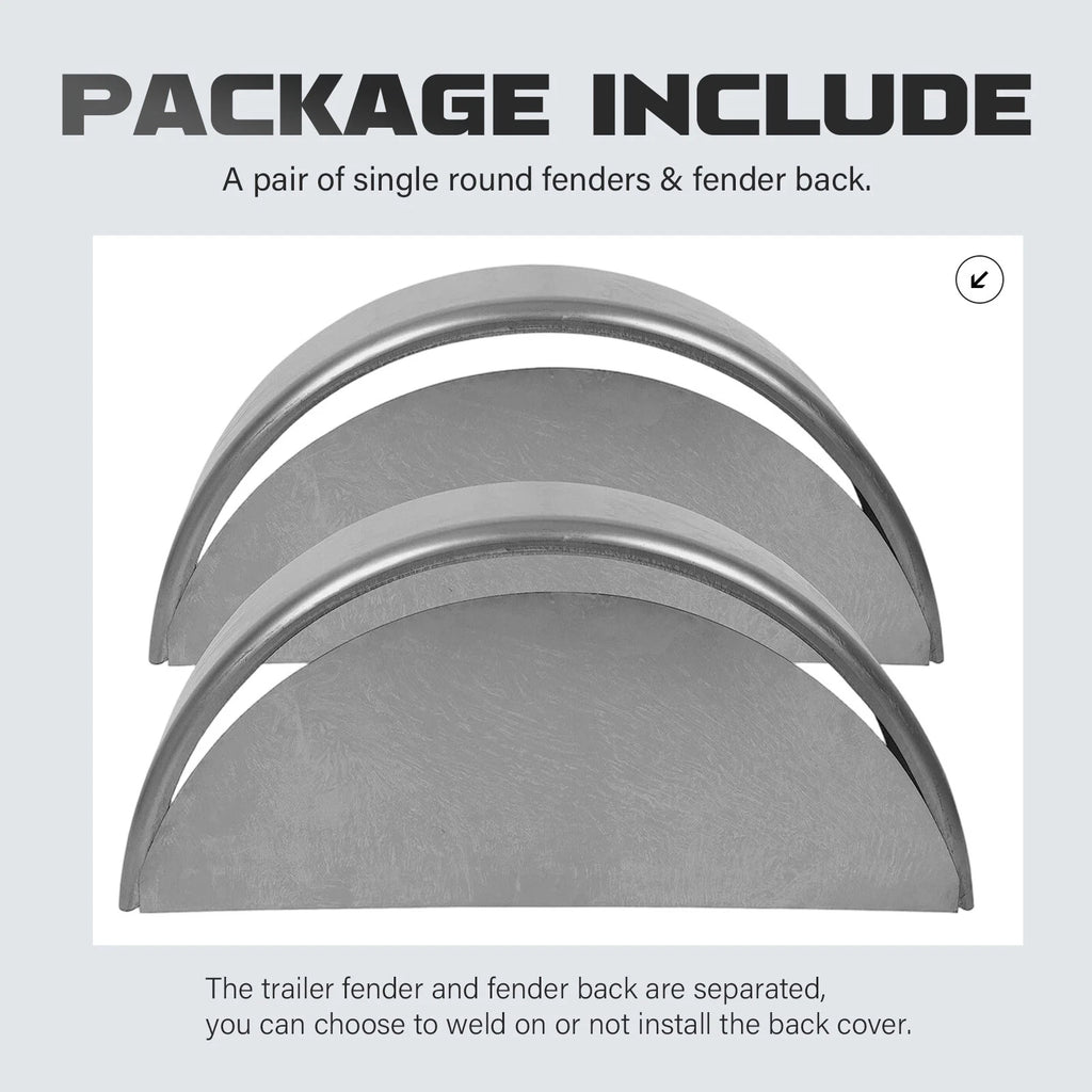 1 Pair Round Trailer Fenders for 14"-16" Wheels (Fits )