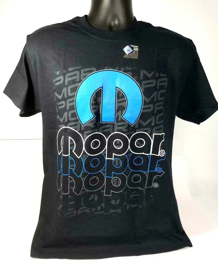 Mopar Emblem T-Shirt Black with Blue M Logo for Dodge Chrysler Jeep (—)