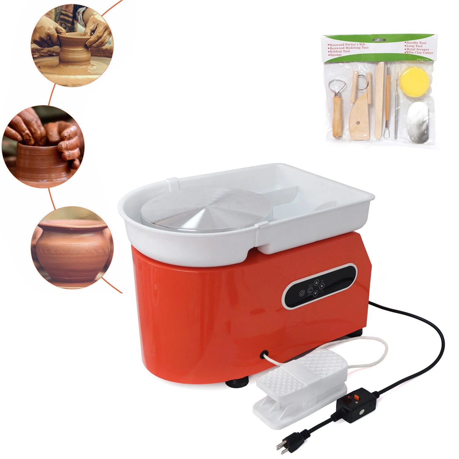 Electric Pottery Wheel Machine 25CM 350W with LCD Display for Craft