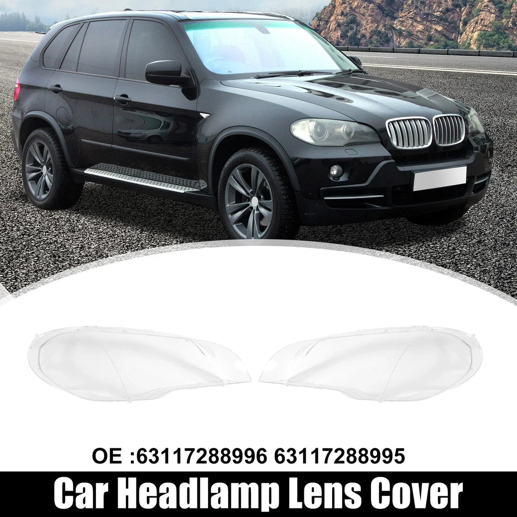 Pair Front Headlight Lens Cover Cap for BMW X5 E70 (2007-2013)