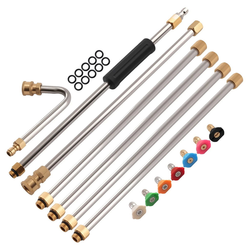 15in Pressure Washer Extension Wand for (Stainless Steel, 7 Nozzles)