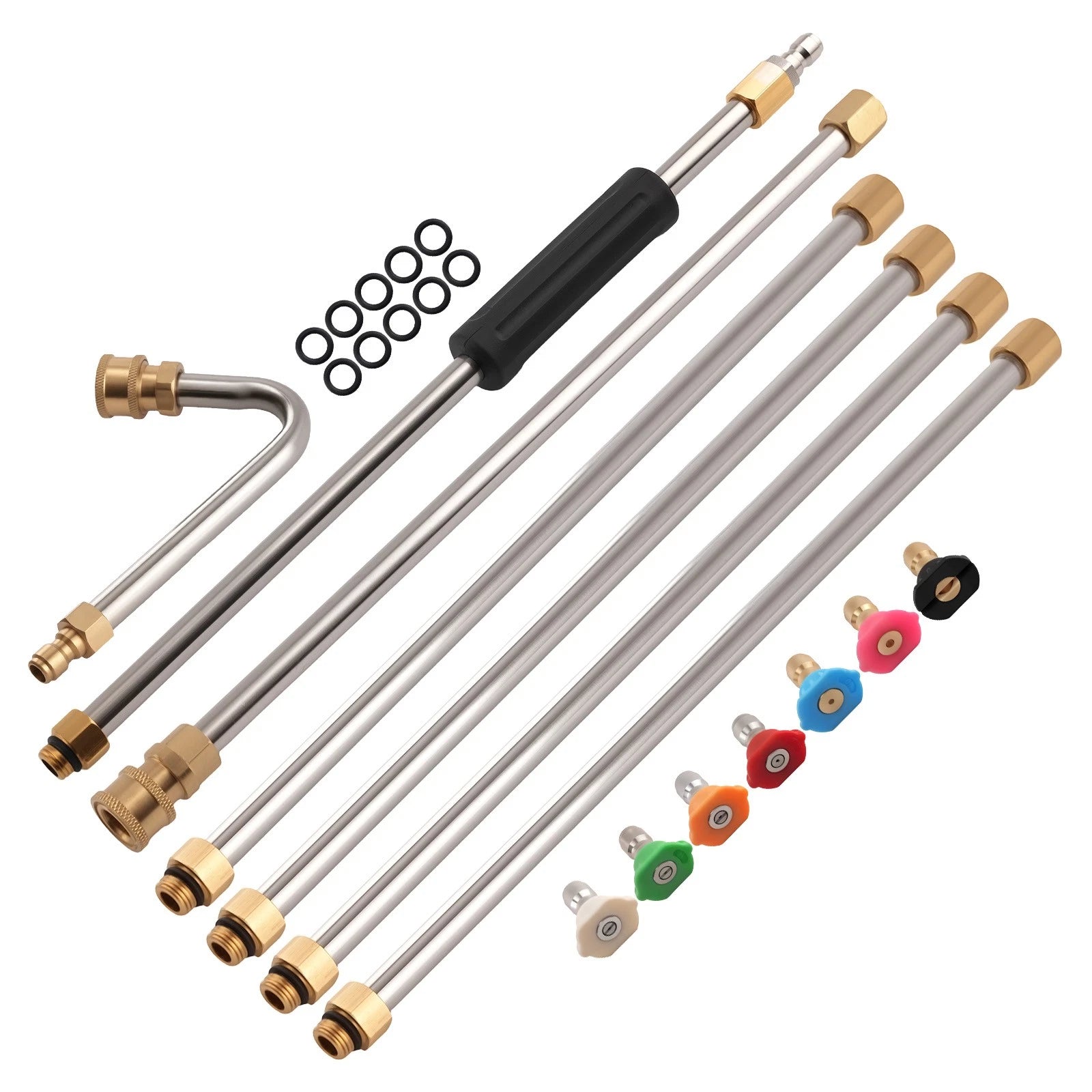 15in Pressure Washer Extension Wand for (Stainless Steel, 7 Nozzles)