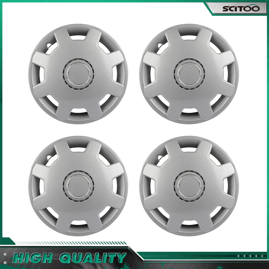 Set of 4 Silver Snap On Full Hub Caps for R13 Tire & Rim (Fits 13")
