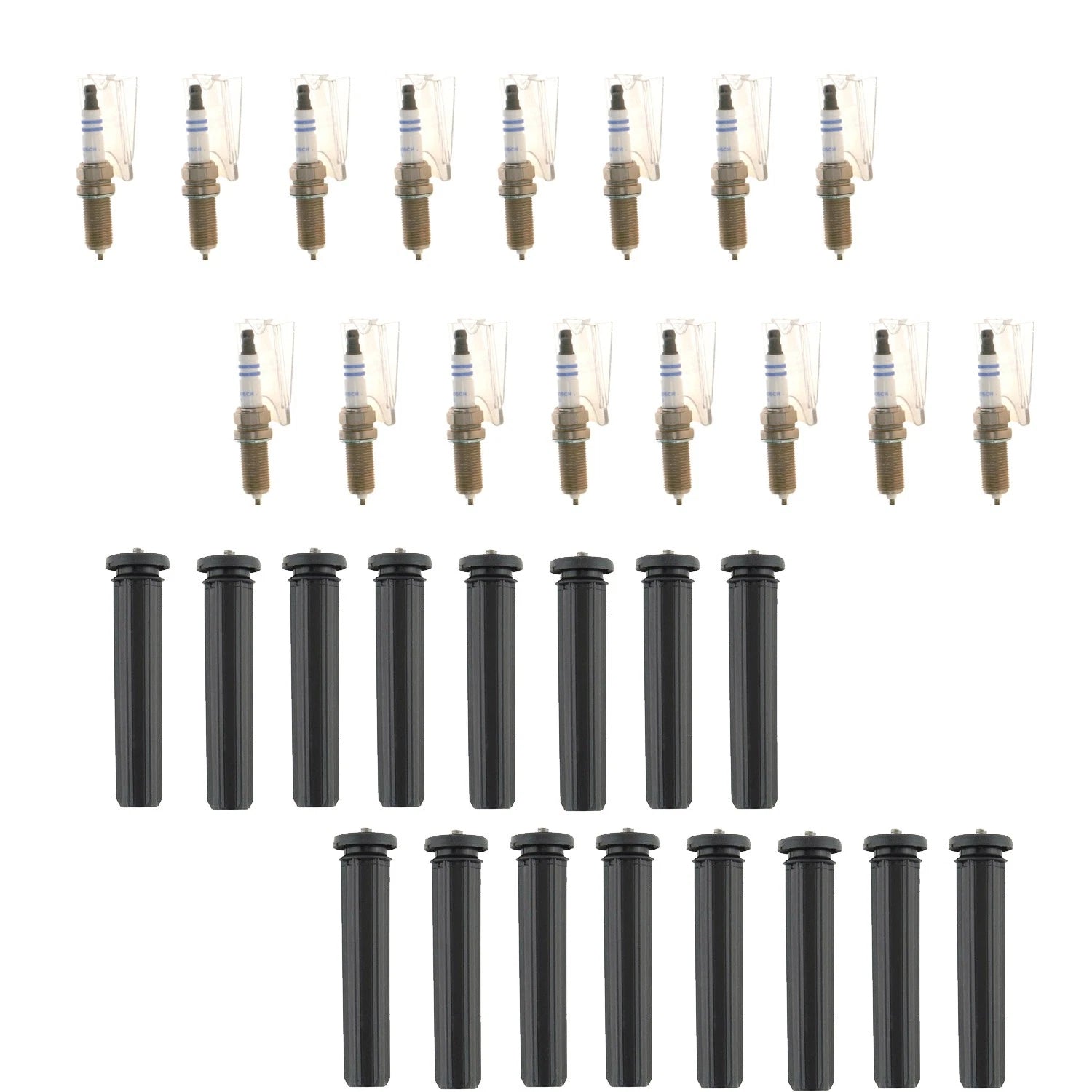 Set of 16 Bosch Double Iridium Spark Plugs & Denso Ignition Coil Boot Kit for 1500 5.7L