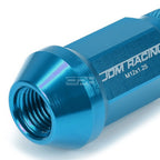 Set of 20 Open End M12x1.25 50mm Tall Sky Blue Aluminum Lug Nuts + Adapter