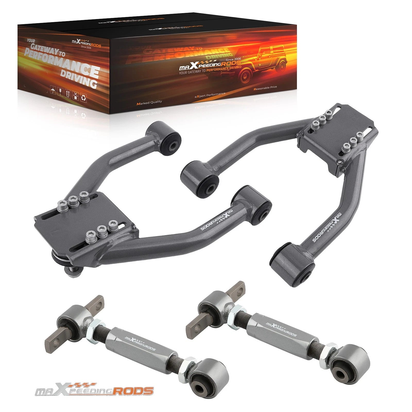 Set of 4 Adjustable Front Rear Upper Camber Arms for Honda CR-V (1997–2001)