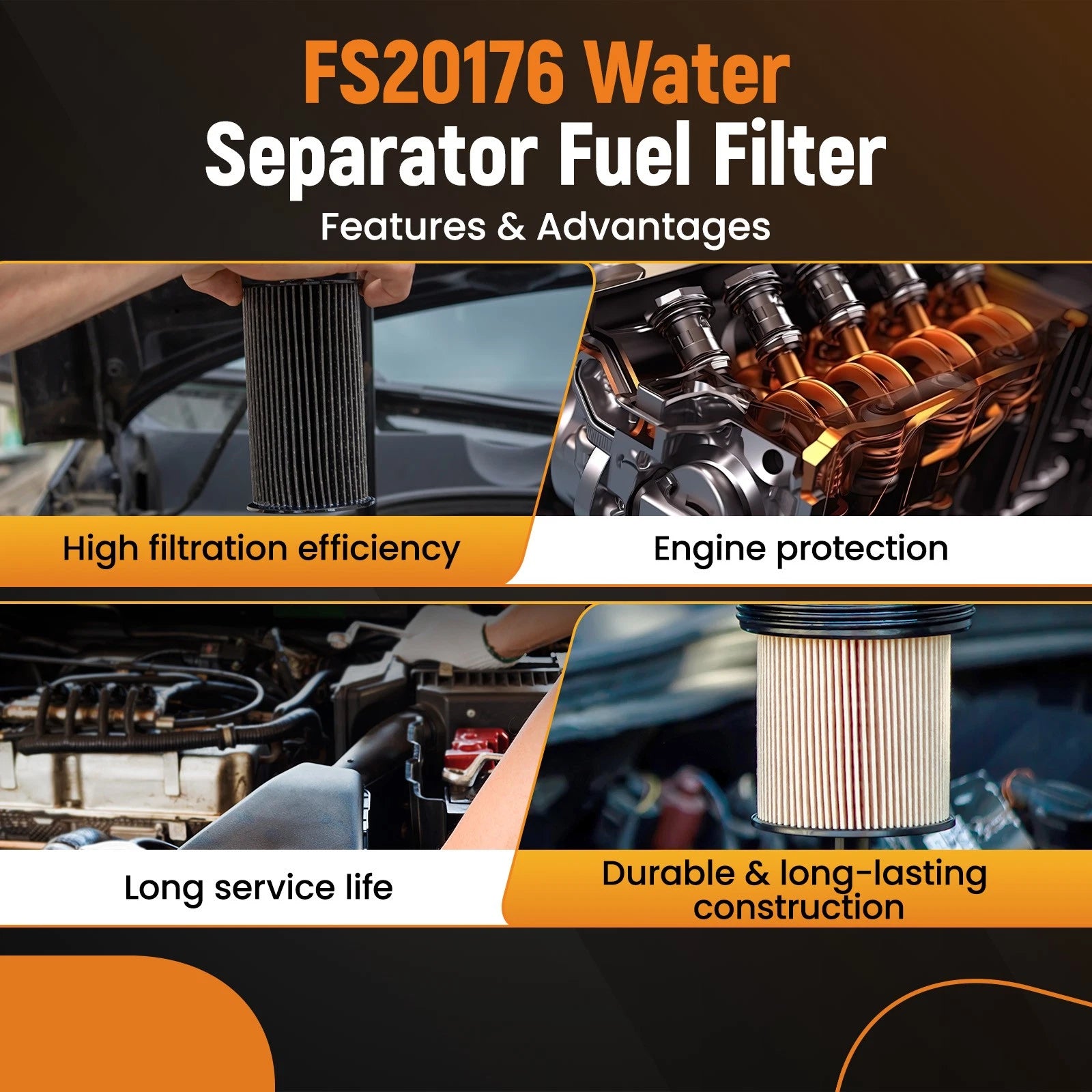 6-Pack Fuel Filter Elements for Detroit DD13/DD15/DD16 (2010–2017)
