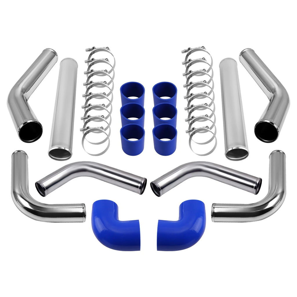 2.5" Universal Aluminum Turbo Intercooler Elbow Pipe Kit with Hose & Clamp