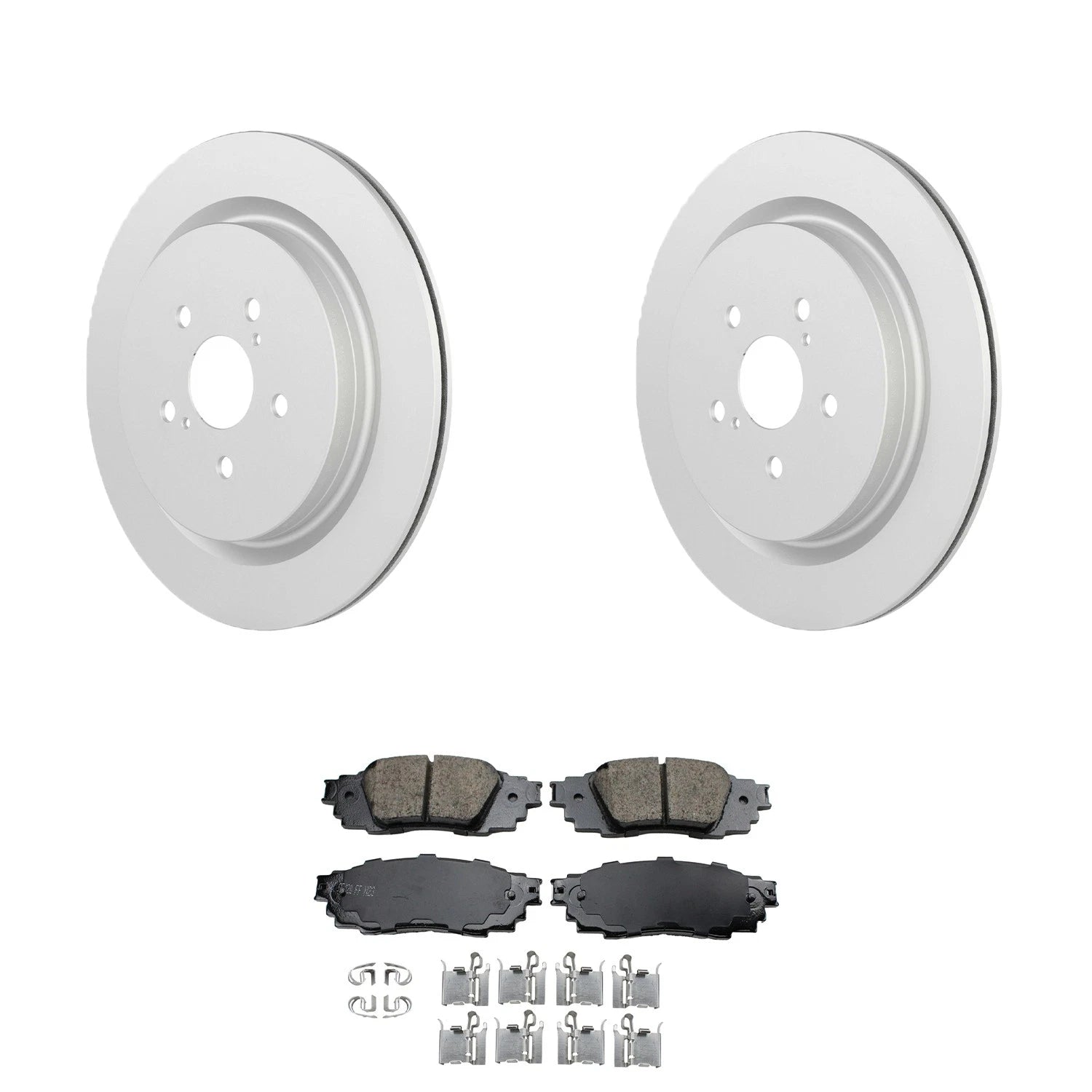 Set of 2 Bosch QuietCast Rear Rotors & Akebono ProACT Pads for RX350L RX450hL