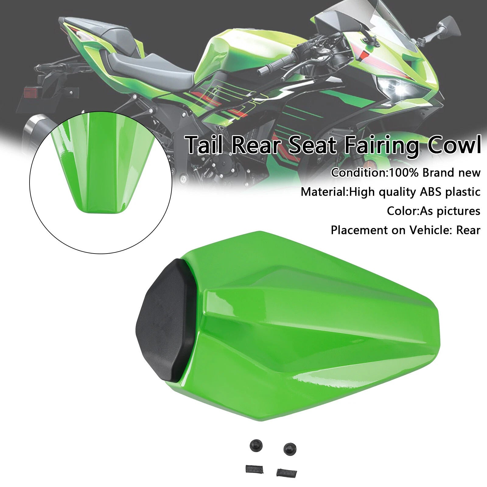 Racing Tail Rear Seat Fairing Cowl for Kawasaki ZX6R (2019–2025) Green