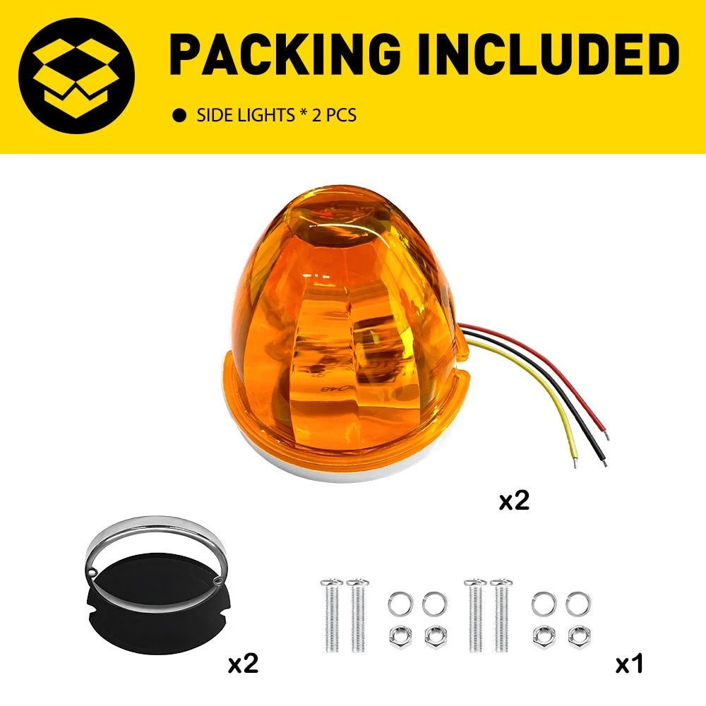 2X Amber LED Clearance Marker Lights for 12V-24V Vehicles Round EXV