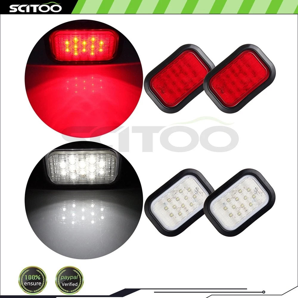 Set of 4 LED Stop Turn Rectangle Side Marker Lights for Kenworth