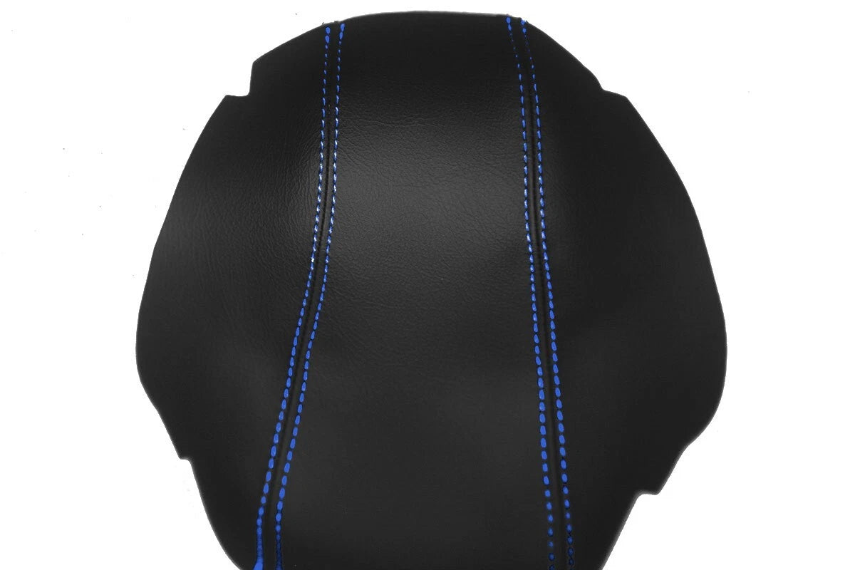 Leather Console Lid Armrest Cover for Ford Fiesta (2014–2019) Blue Stitch
