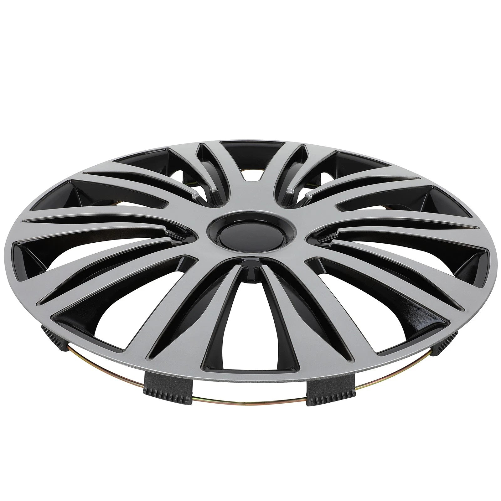 Set of 4 Wheel Hub Caps for All Models 16" Black & Silver Trim