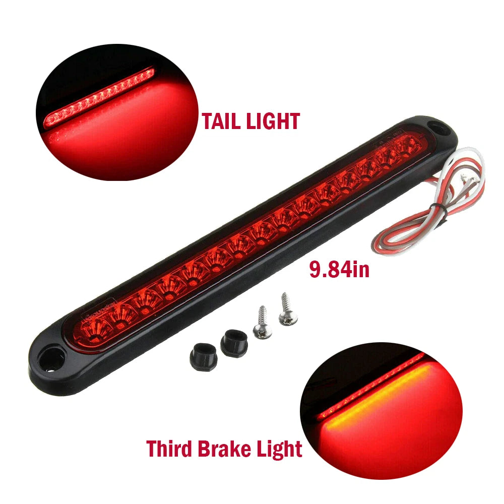 15 LED Red Sealed Trailer Truck RV Stop Tail Light Bar