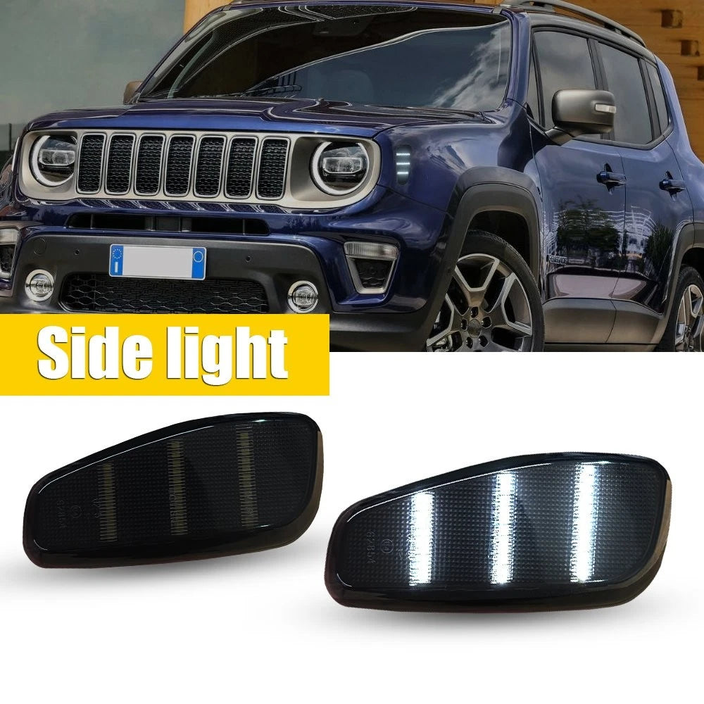 Set of 2 Smoked White LED Side Marker Lights for Jeep Renegade (2015–up)