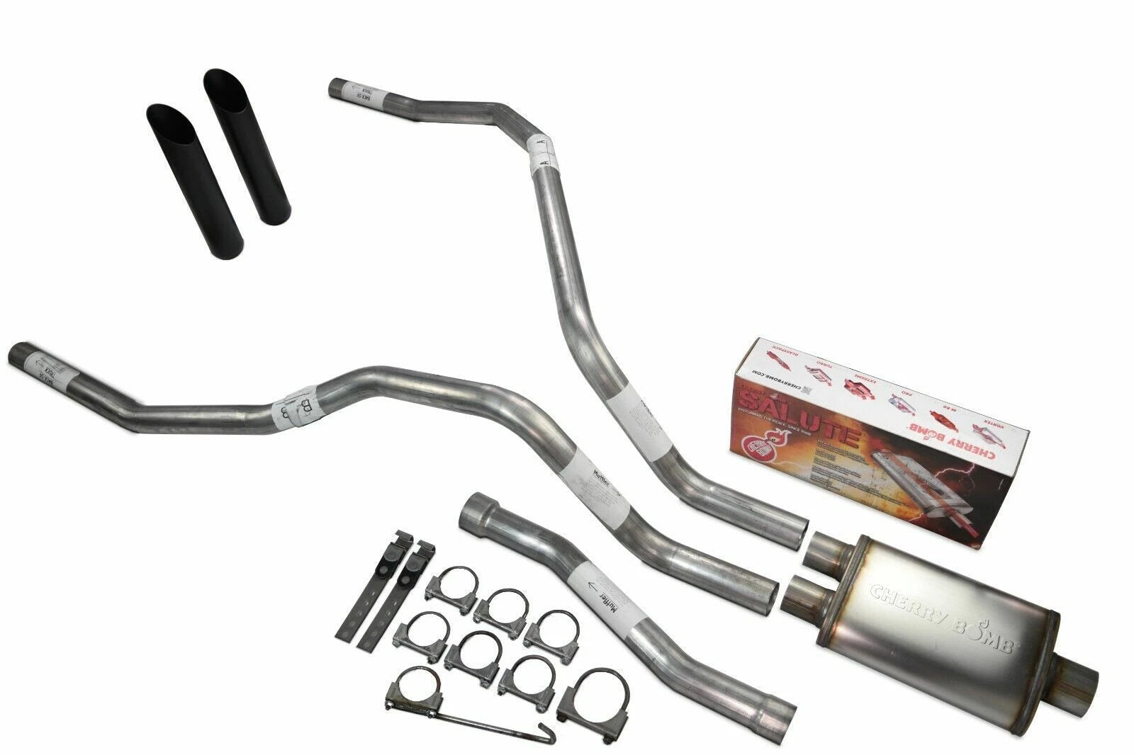 Dual Exhaust 2.5" for Nissan Titan (2004–2006) - Cherry Bomb Salute Black Tips