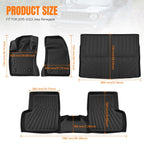 Set of 4 Floor Mats with Cargo Liners for Jeep Renegade (2015–2025) TPE 3D
