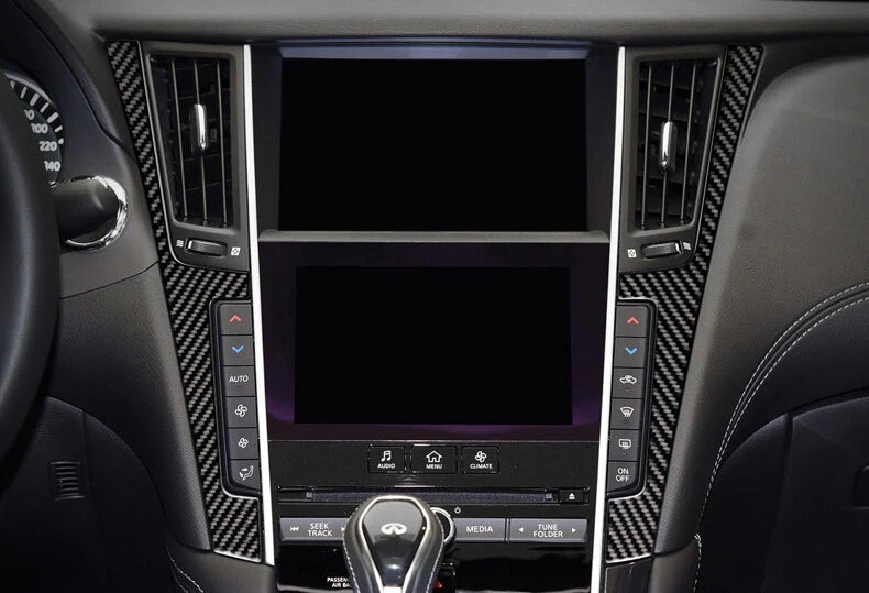Carbon Fiber Central Control Panel Frame Cover Trims for Infiniti Q50 Q60 (2014-2024)