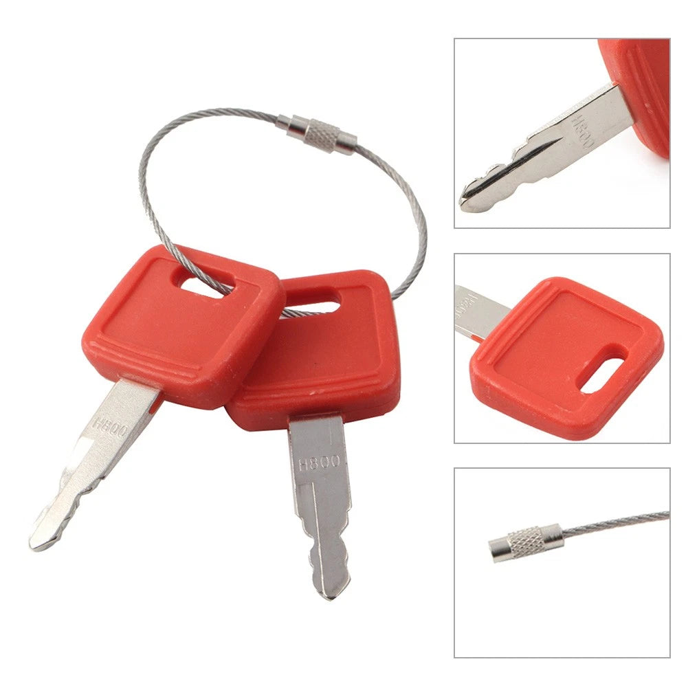 2X Ignition Key w/Key Ring for John Deere Excavator (AT194969, AT147803, H800)