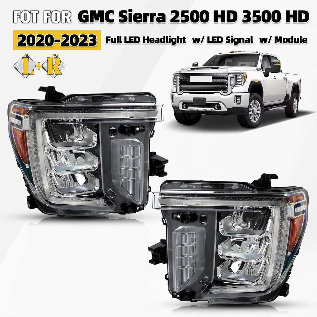 Full LED Headlights w/ LED Signal for GMC Sierra 2500 HD 3500 (2020–2023)