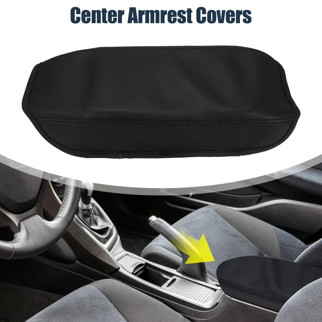 Black Microfiber Leather Armrest Protector Cover for Honda Civic (2016-2023)