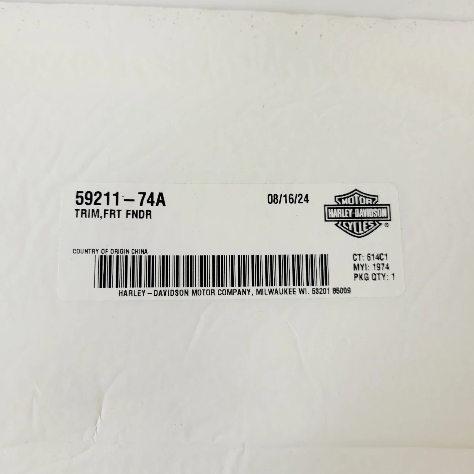 Front Fender Trim Spear for Harley-Davidson Touring Softail (1974–2025) 59211-74A