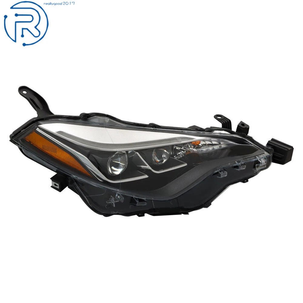 Right Side Black Headlight for Toyota Corolla SE XSE (2017–2019) Halogen Clear