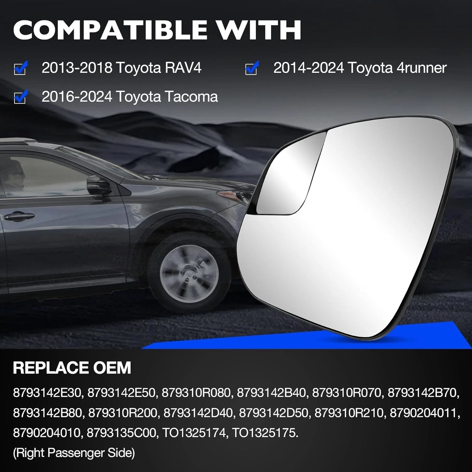 Heated Mirror Glass Set for Toyota RAV4 Tacoma 4Runner (2013-2024)