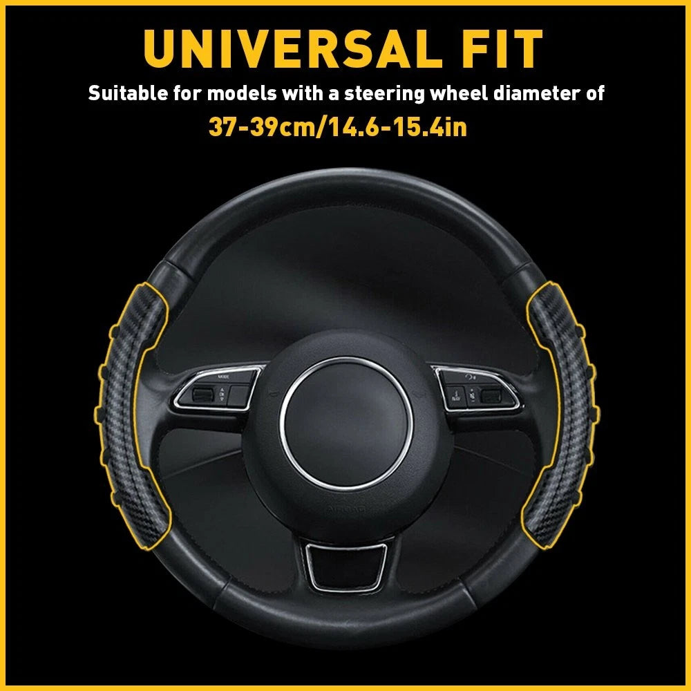 Carbon Fiber Steering Wheel Booster Cover for Universal Fit (37-39cm)