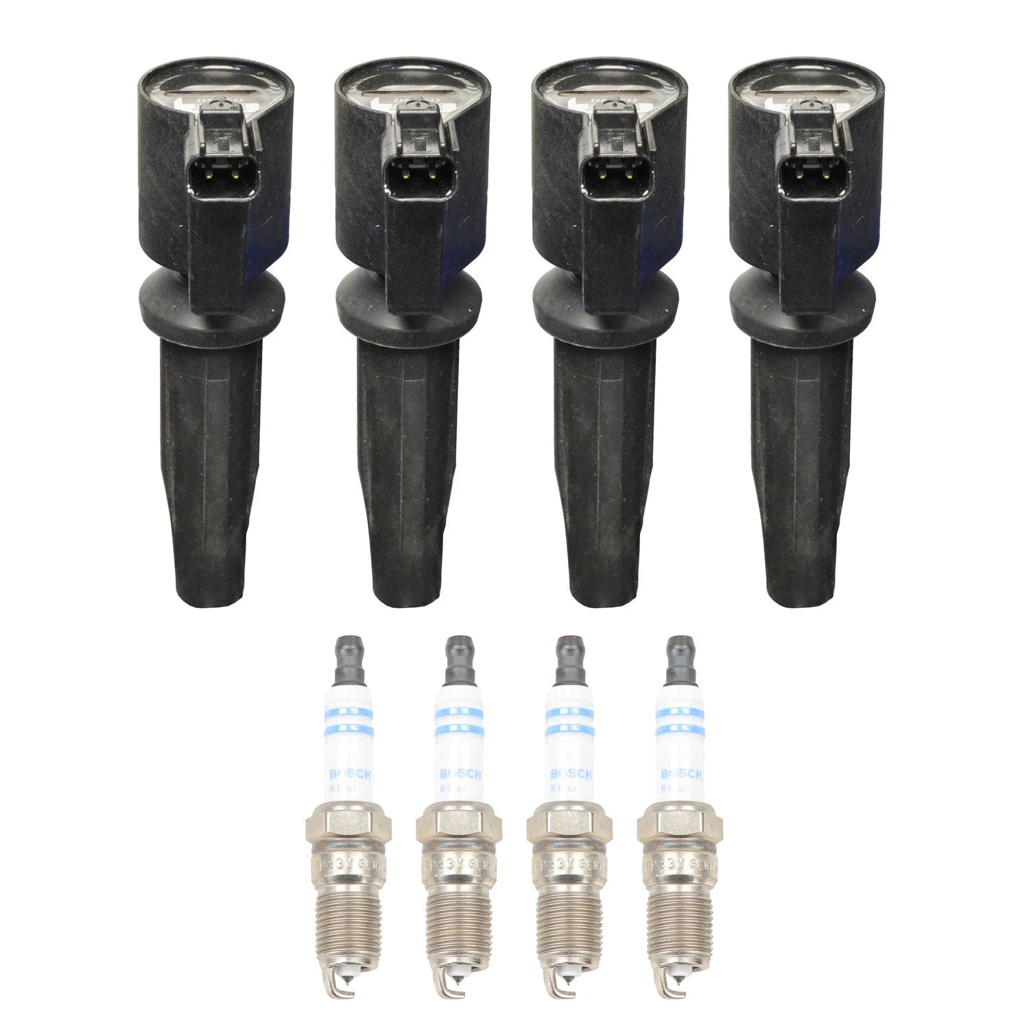Set of 4 Ignition Coils & Spark Plugs for Ford Focus 3 (2012–2018)