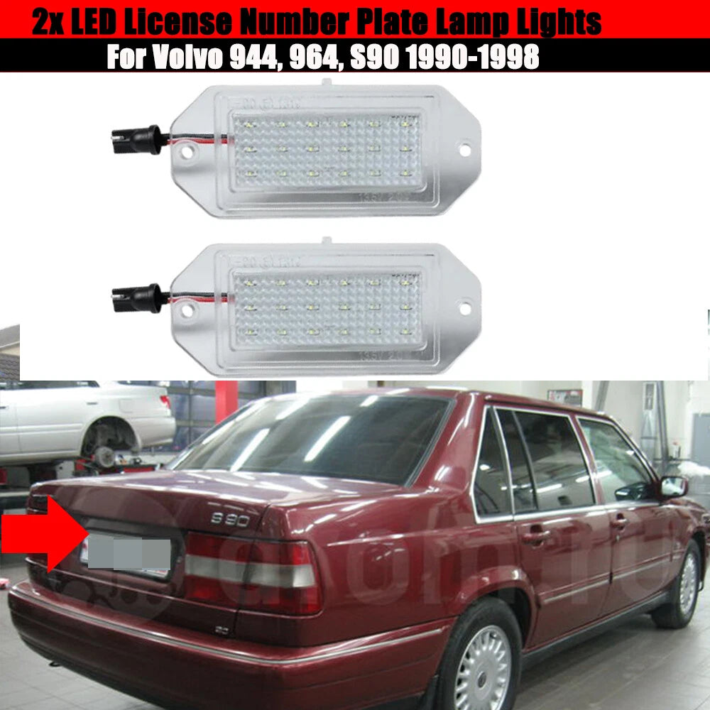 2Pcs White SMD LED License Plate Lamp for Volvo 944 964 S90 (1990–1998)