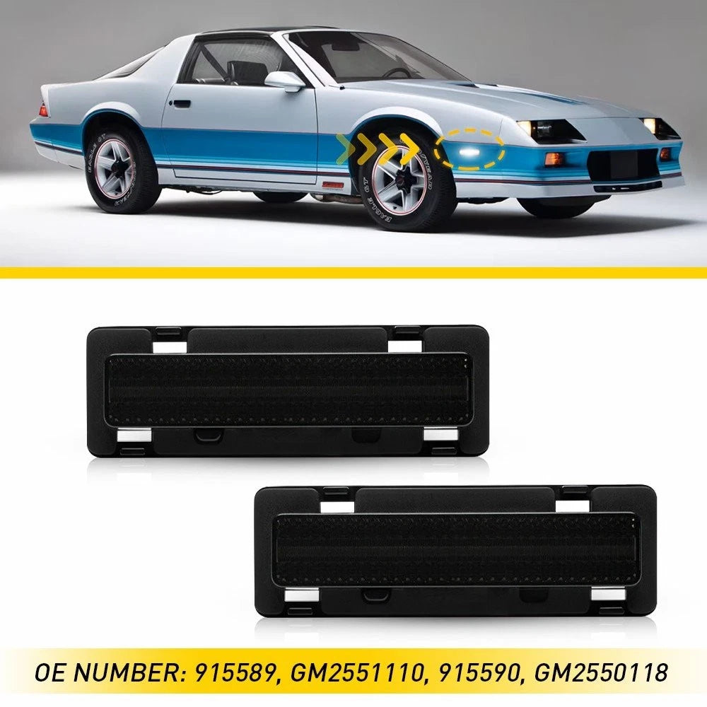 2X Smoked LED Front Marker Side Lights for Chevy Camaro Pontiac Firebird (1982–1992)