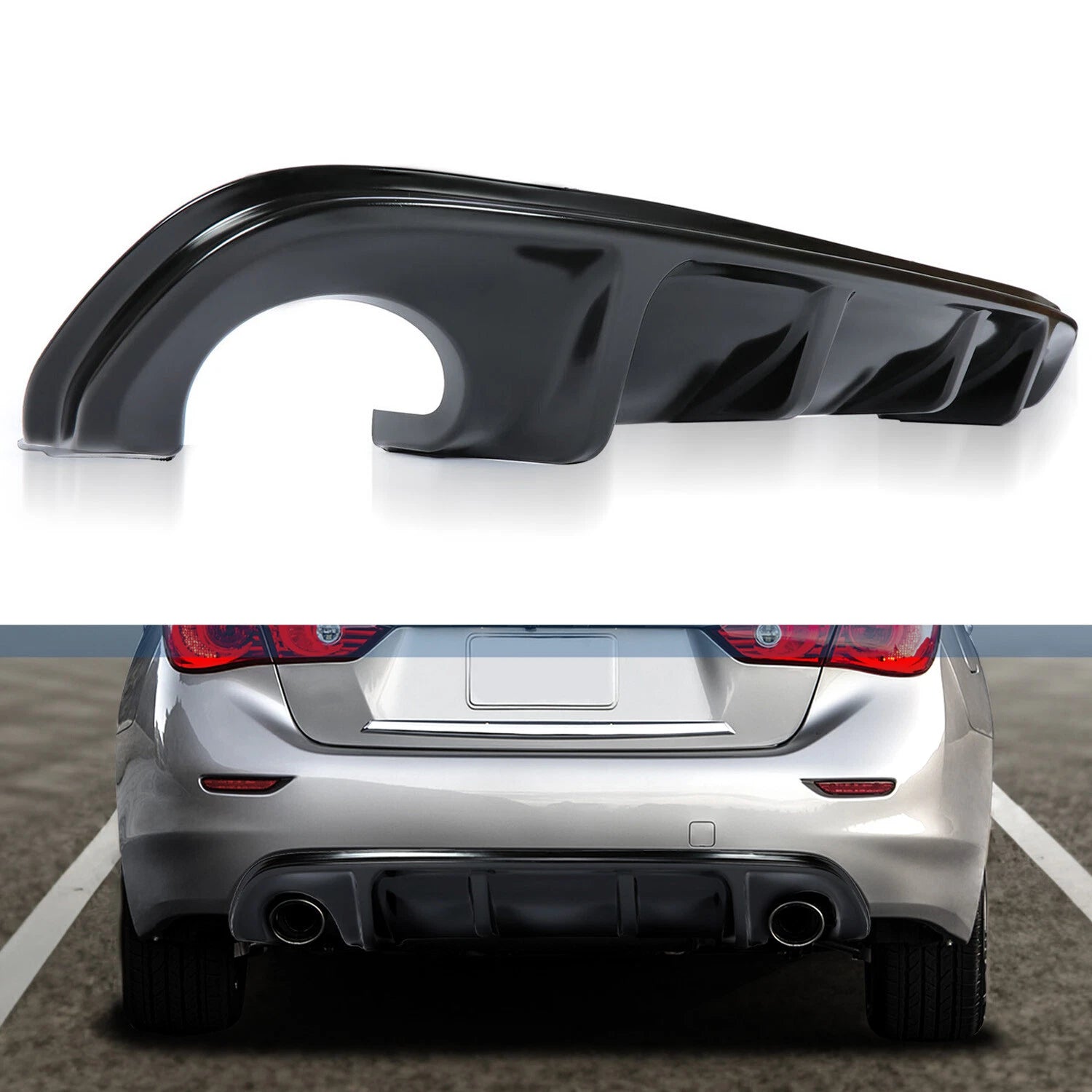 Gloss Black Rear Diffuser Bumper Lip Spoiler Splitter for Infiniti Q50 (2014–2017)
