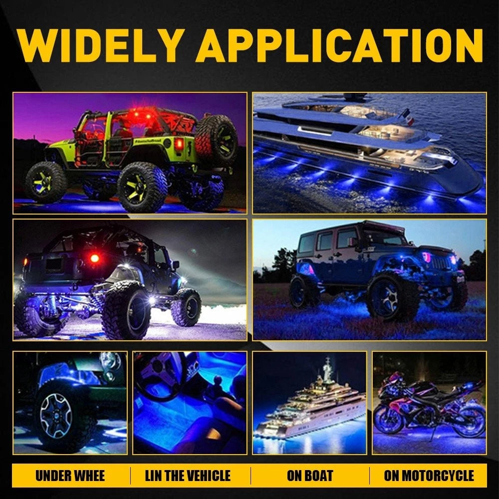 4X Blue LED Rock Lights for Offroad SUV Pickup Truck (J)