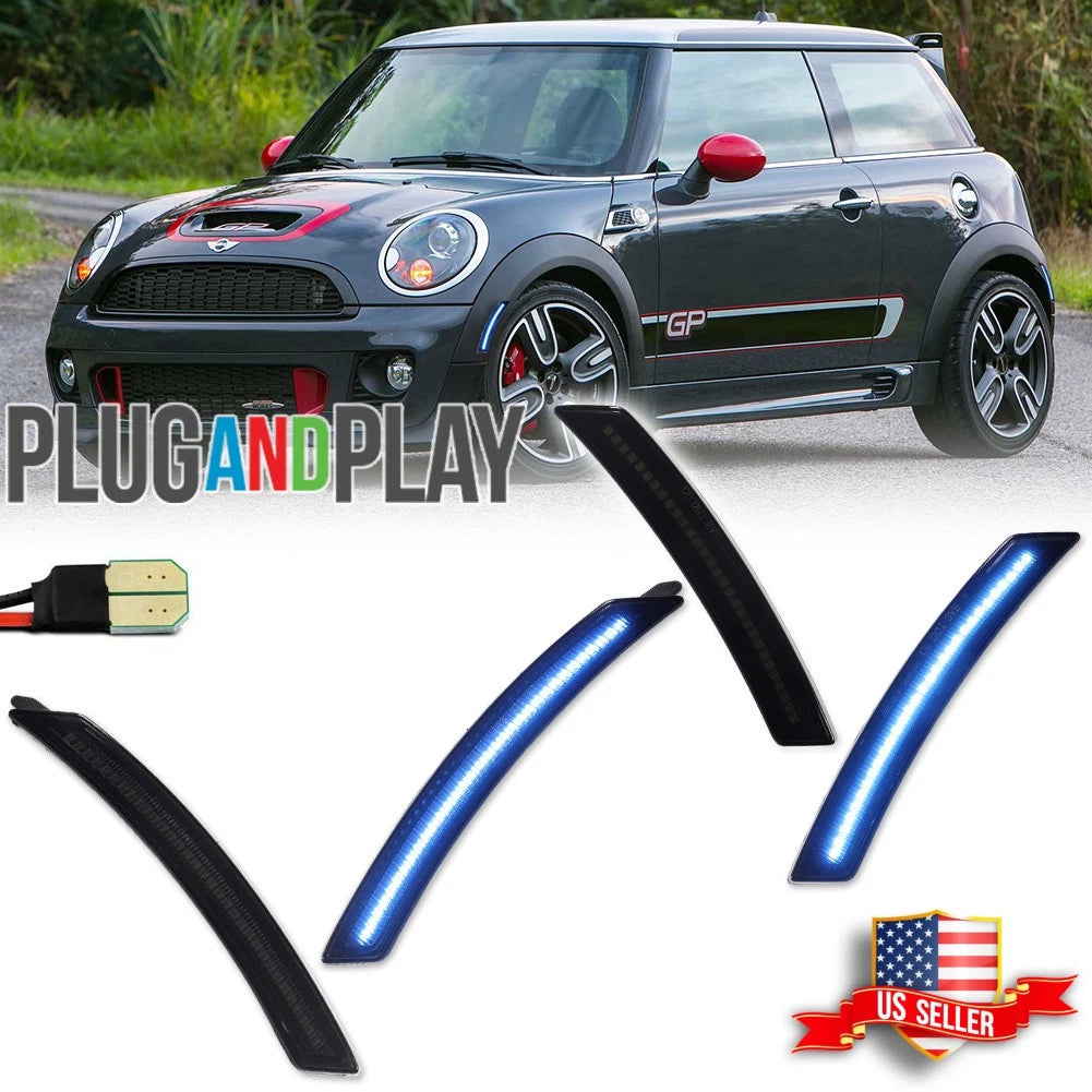 Set of 4 Ice Blue LED Side Marker Lights for Mini Cooper (2007–2013)