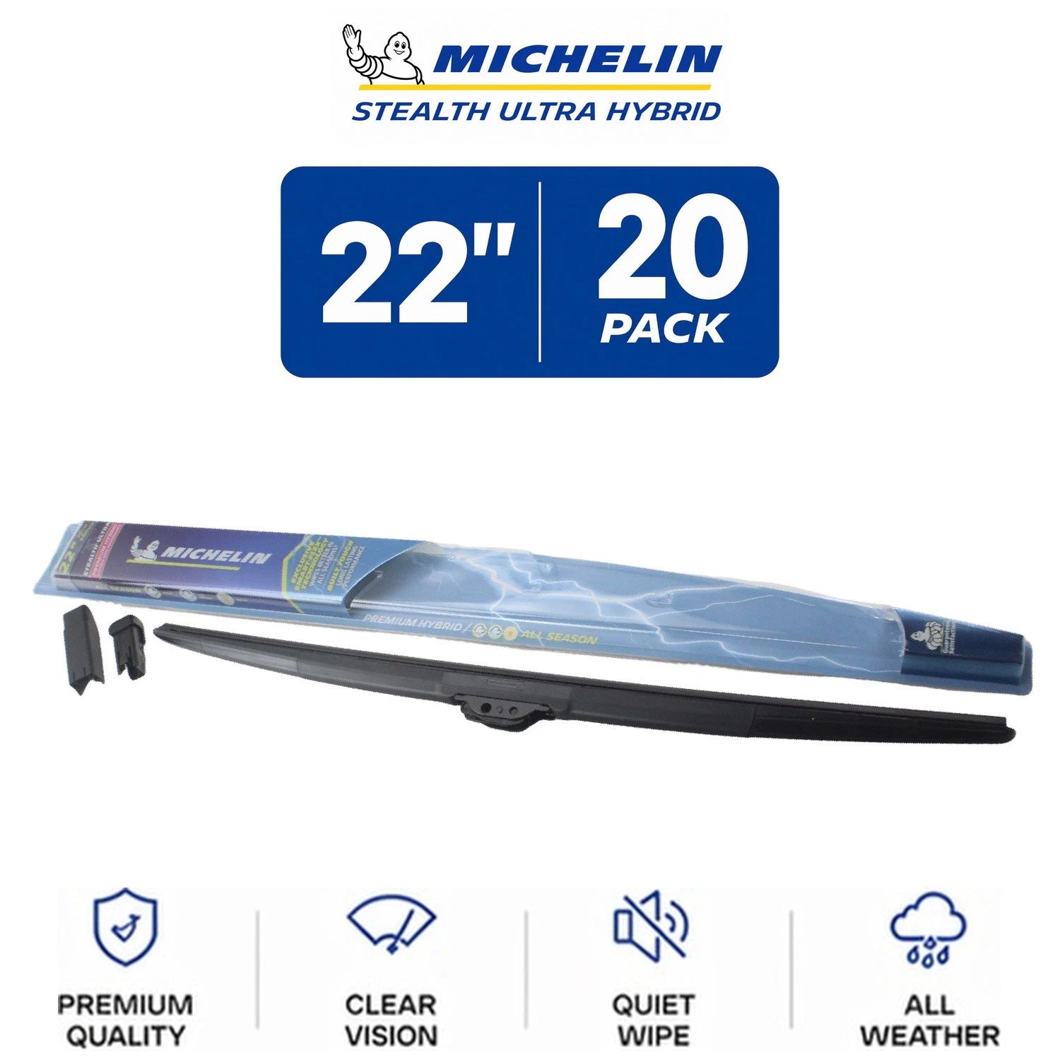 Set of 2 Michelin Stealth Ultra Hybrid Wiper Blades 22" for