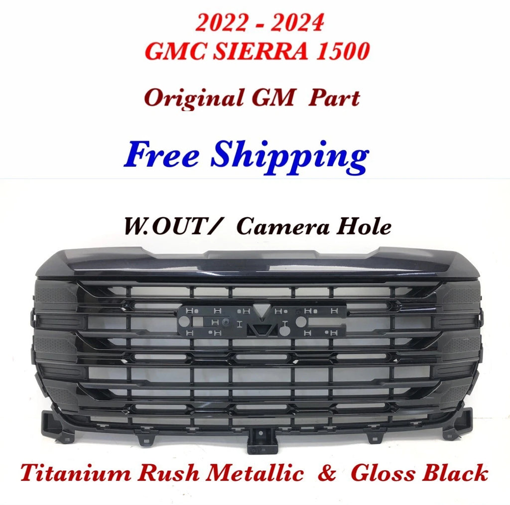 Front Upper Grille for GMC Sierra 1500 (2022–2024) - Titanium Rush Metallic 46
