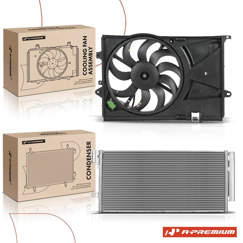 2X AC Condenser & Cooling Fan Assembly Kit for Chevy Sonic (2012–2020)