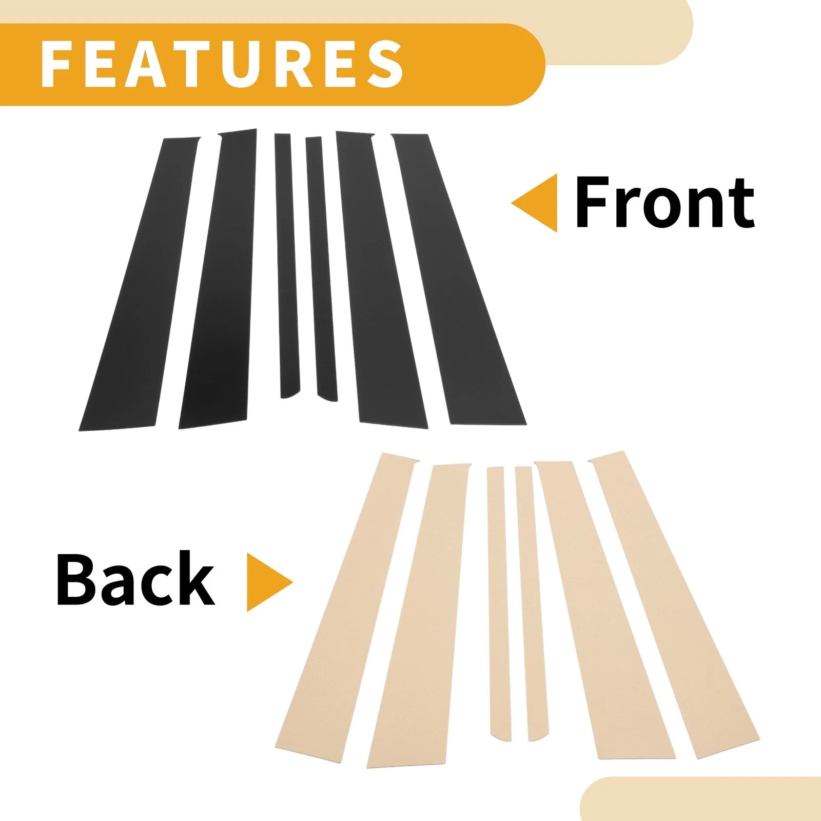 6X Car Pillar Window Trim Cover for Honda CR-V (2002–2006) Black