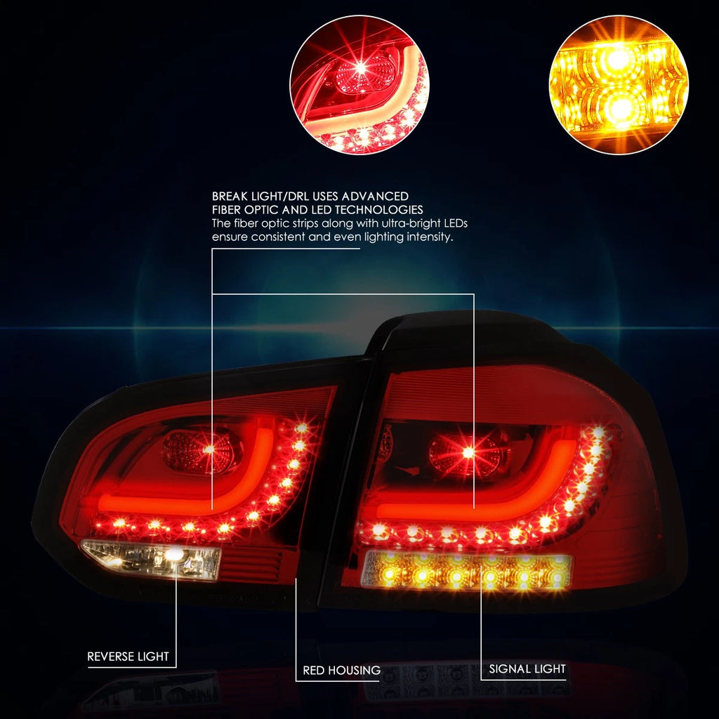 3D LED Bar Tail Light Brake/Reverse Lamp for VW Golf Hatchback (2010–2014)